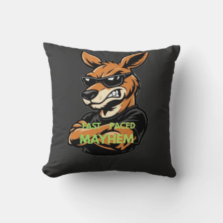 Cool Kangoeroe Snel Tempo Chaos Zwarte T-Shirt Kussen
