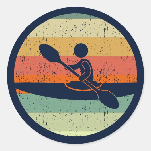 Cool Kayak Sunset Ronde Sticker (Voorkant)