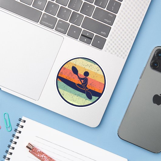 Cool Kayak Sunset Sticker (Laptop met iPhone)