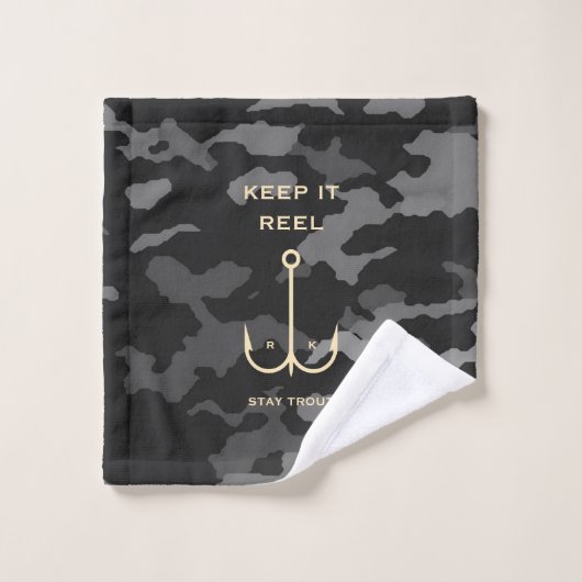 Cool Keep it Reel Vist Funny Vaderdag Camo Bad Handdoek (Wasdoekje)