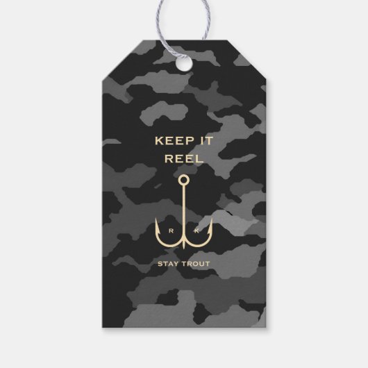 Cool Keep it Reel Vist Funny Vaderdag Camo Cadeaulabel (Voorkant)