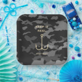 Cool Keep it Reel Vist Funny Vaderdag Camo Papieren Bordje (Feest)