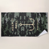 Cool Keep it Reel Vist Funny Vaderdag Camo Strandlaken (Voorkant)