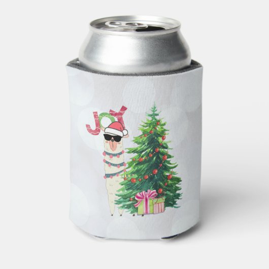Cool Kerstllama | Joy Typografie Blikjeskoeler (Blikje Achterkant)