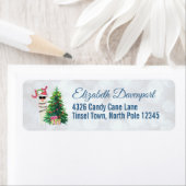 Cool Kerstllama | Joy Typografie | Bokeh Back Etiket (Insitu)