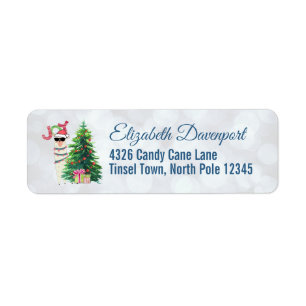 Cool Kerstllama Joy Typografie Bokeh Back Etiket