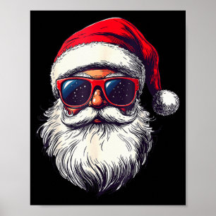 Cool Kerstman Gezicht Retro Zonnebril Kerstmannen Poster