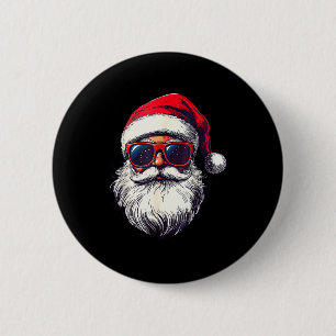 Cool Kerstman Gezicht Retro Zonnebril Kerstmannen  Ronde Button 5,7 Cm