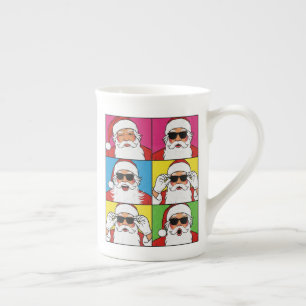 Cool Kerstman Pop Art met Zonnebril - Retro C Porselein Kop