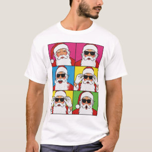 Cool Kerstman Pop Art met Zonnebril - Retro C T-shirt