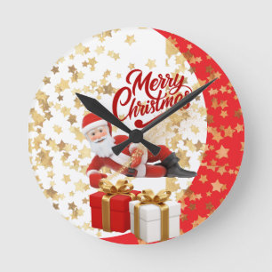 Cool Kerstman Vakantie met Kerstmis 🎅 Ronde Klok