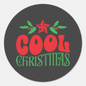 Cool Kerstmis – Leuk Retro Kerststicker Ronde Sticker (Voorkant)