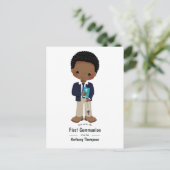 Cool Khaki Black Boy First Heilige Communite Invit Briefkaart (Staand voorkant)