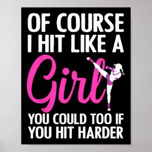 Cool Kickboksen voor vrouwen Meisjes Taekwondo Kar Poster