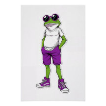 Cool Kikker Poster – Grappige Bril Kikker Kinderen