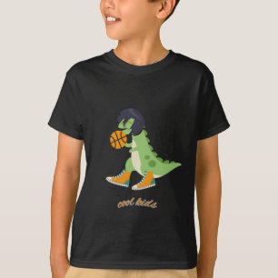 Cool Kinder Basketball Dinosaur T-shirt