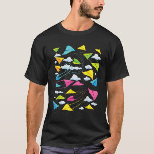 Cool Kinder Kleurrijke Papieren Vliegtuig Funny Or T-shirt