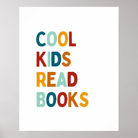 Cool Kinder Lees boeken kleurrijk poster (Voorkant)