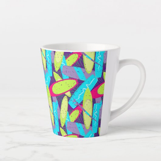 Cool Kite Surfboard Print Kleurrijke Kiteboarding Latte Mok (Rechts)