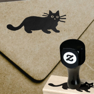 Cool Kitty Cat Zwarte kat Rubber Stamp Rubberstempel