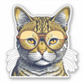 Cool Kitty Kat met Bril Sticker (Voorkant)