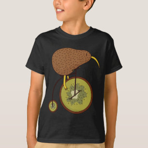 Cool Kiwi Bird on Kiwi Fruit Design T-shirt