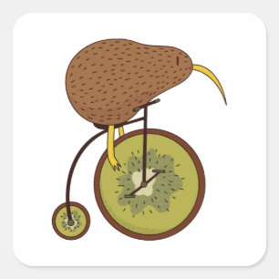 Cool Kiwi Vogel op Kiwi Fruit Ontwerp Vierkante Sticker