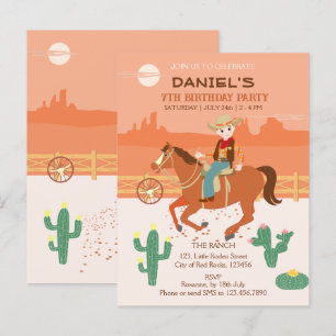 Cool kleine cowboy en paard Verjaardagsfeest Uitnodiging Briefkaart