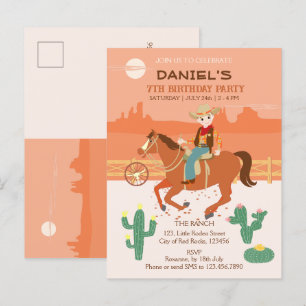 Cool kleine cowboy en paard Verjaardagsfeest Uitnodiging Briefkaart