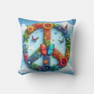 Cool & Kleurrijk Bloemen Vredesbord met Vlinder Kussen