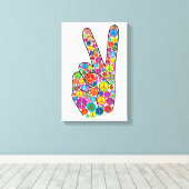 Cool Kleurrijke Groovy Vredesborden Canvas Afdruk (Insitu (Houten vloer))