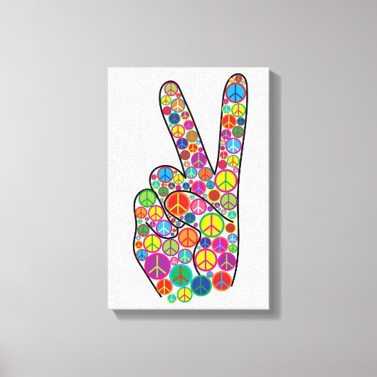 Cool Kleurrijke Groovy Vredesborden Canvas Afdruk (Voorkant)