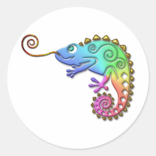 Cool Kleurrijke Kameleon Ronde Sticker
