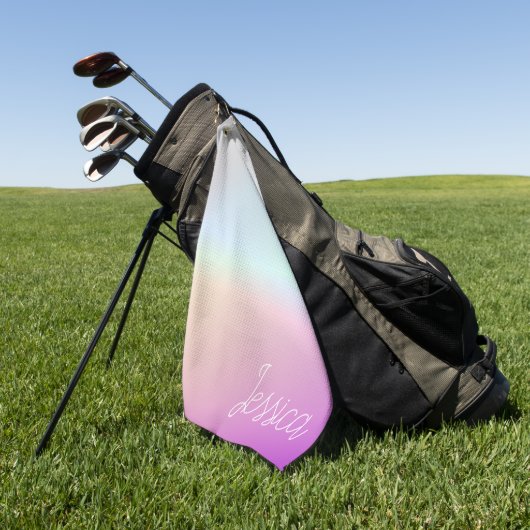 Cool Kleurrijke Ombre Gradients & Uw Script Golfhanddoek (Groen)