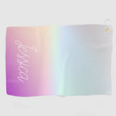 Cool Kleurrijke Ombre Gradients & Uw Script Golfhanddoek (Horizontaal)