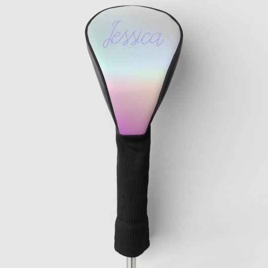 Cool Kleurrijke Ombre Gradients & Uw Script Golfheadcover (Voorkant)