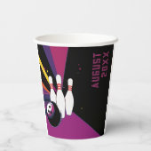 Cool Kleurrijke Paarse Bowling Verjaardagsfeestnaa Papieren Bekers (Achterkant)