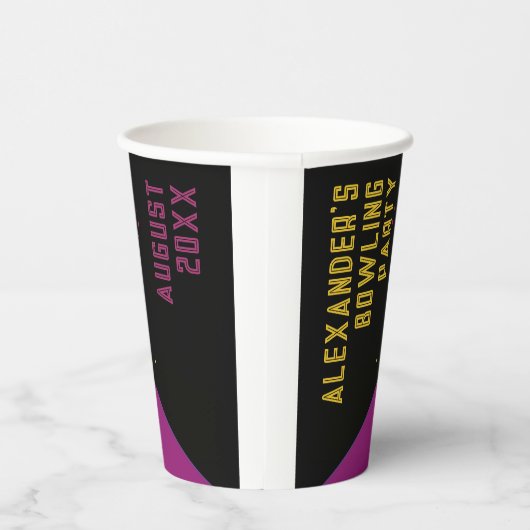 Cool Kleurrijke Paarse Bowling Verjaardagsfeestnaa Papieren Bekers (Rechts)