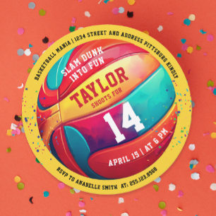 Cool Kleurrijke Sport Slam Dunk Gele Basketbal Kaart