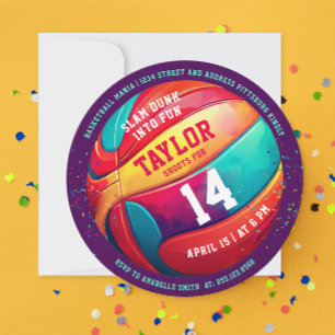 Cool Kleurrijke Sport Slam Dunk Paarse Basketbal Kaart