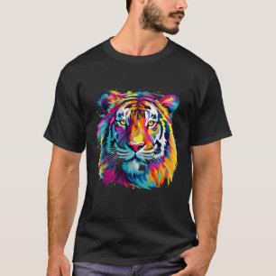 Cool Kleurrijke Tiger Portret Graphic T-shirt