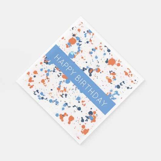 Cool Kleurrijke Verf Splatter Gelukkige Verjaardag Servet (Hoek)