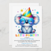 Cool Koala Invitation Anniversaire Parties scintil (Devant / Derrière)