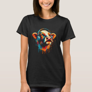 Cool Koe Hoofdtelefoon Muziek Art Christmas Birthd T-shirt