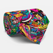 Cool komisch graffiti tegelpatroon stropdas (Opgerold)