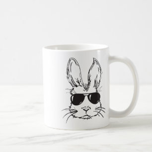 Cool Konijn Gezicht Gelukkig Pasen Eieren Jagen Vo Koffiemok