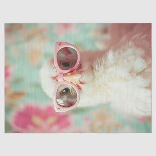 Cool Kuiken met Roze Bril Lente Decoupage Tissuepapier (Voorkant)