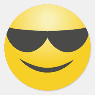 Cool lachend gezicht met zonnebril grappige emoji ronde sticker