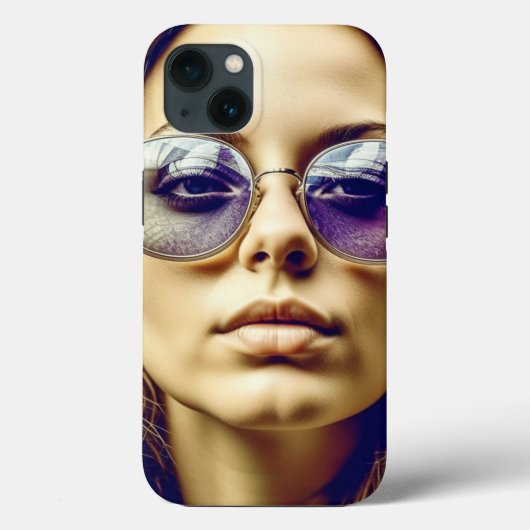 Cool Lady met reflectie in haar zonnebril Case-Mate iPhone Case (Achterkant)
