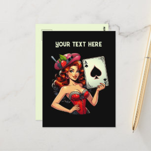 Cool lady poker briefkaart
